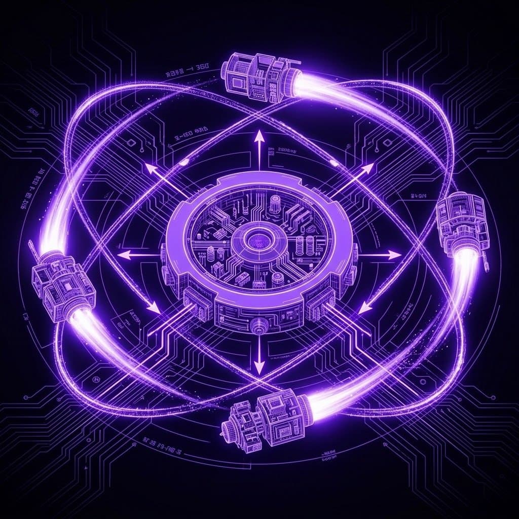 A hub with satellite agents on orbits