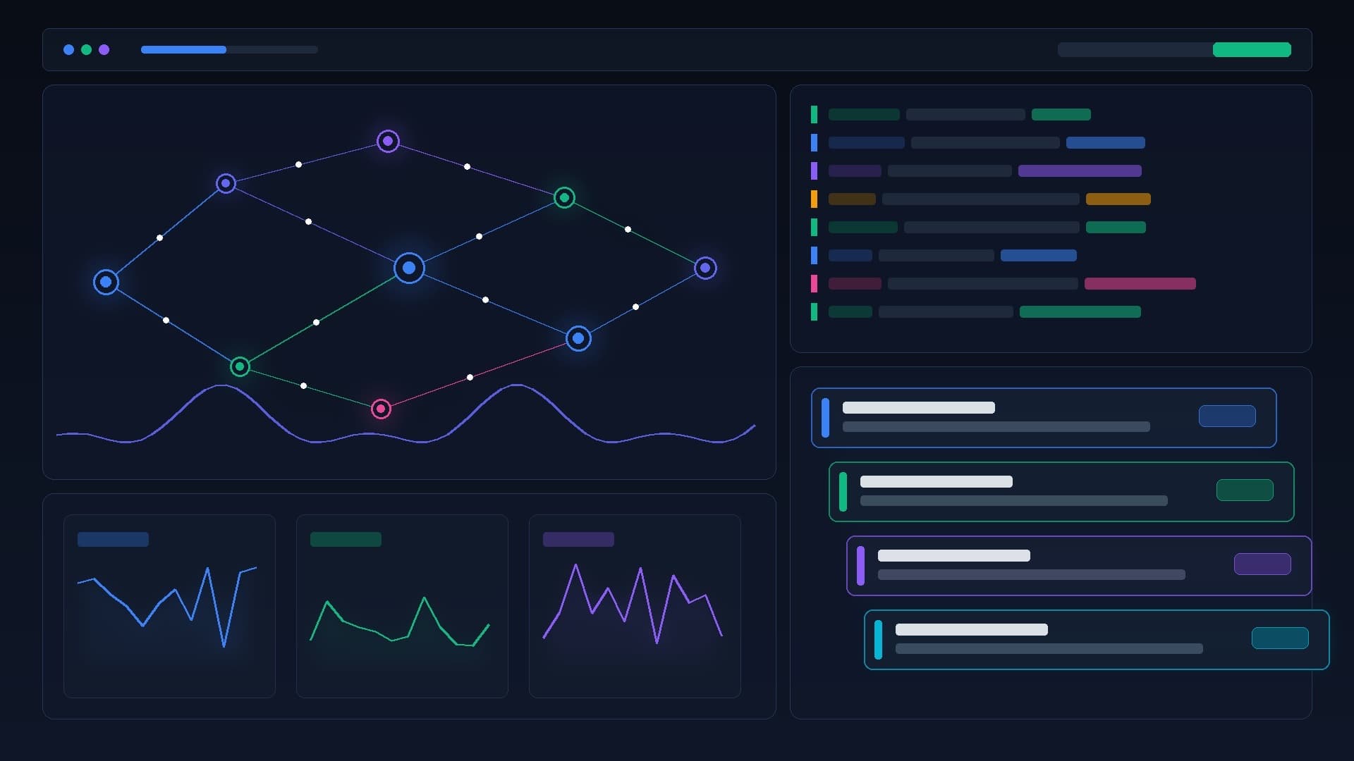 A monitoring dashboard displaying agent execution traces, structured logs, and alert notifications in a modern control room setting